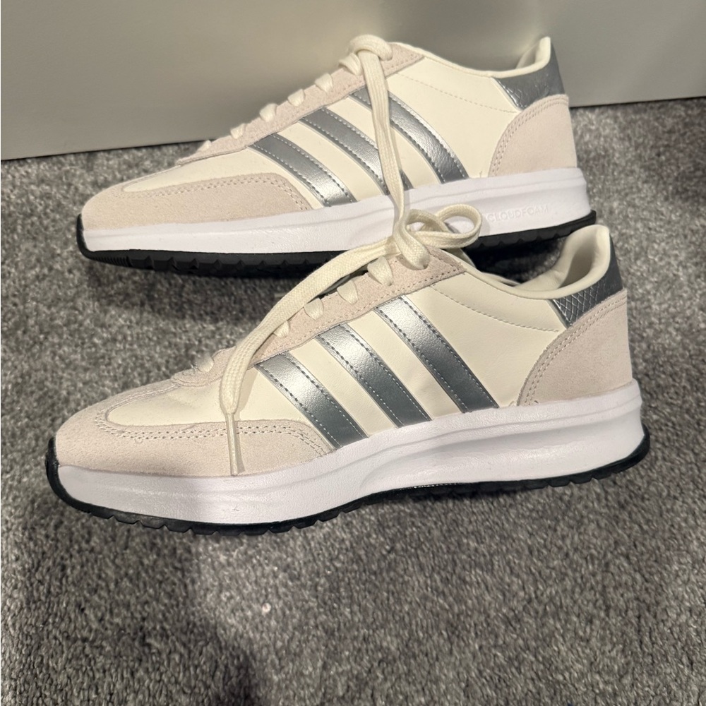 Adidas Off-White and Silver Sneakers - Picture 4 of 7